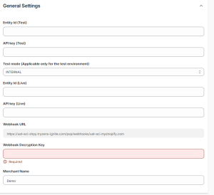 Shopify (WestpayAPI): General Setting