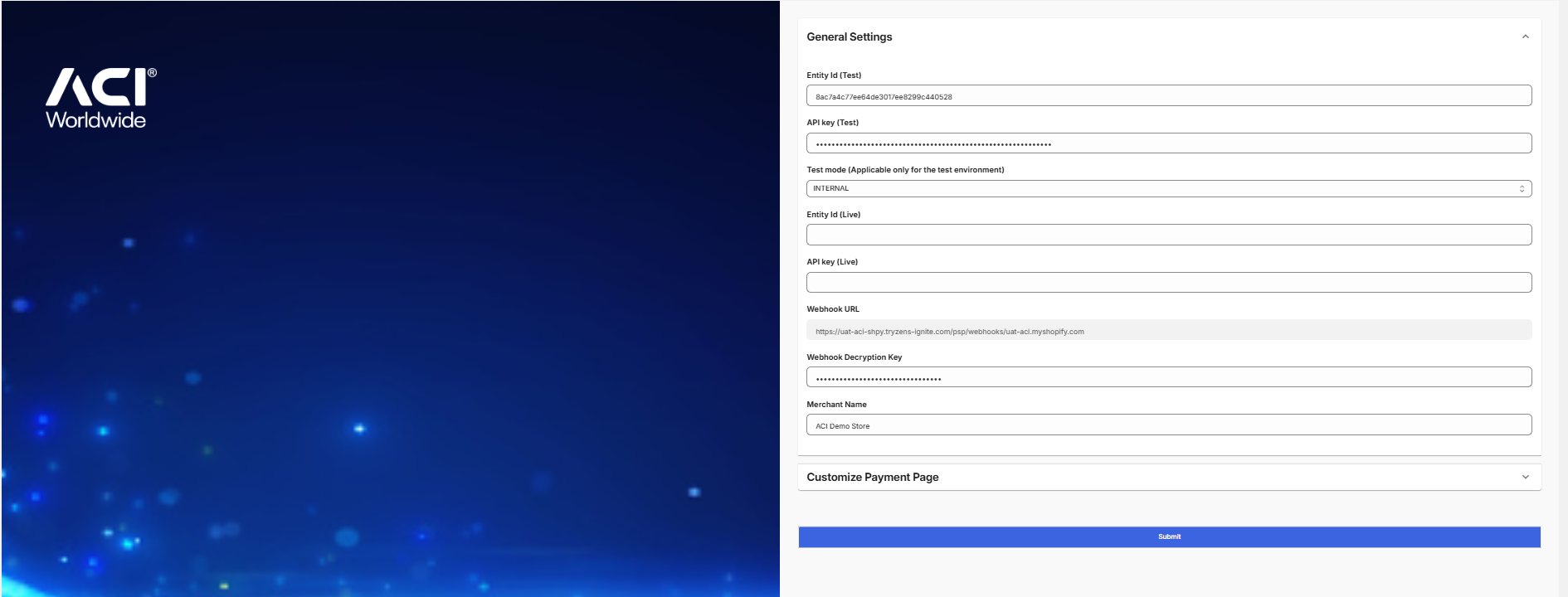 Shopify (WestpayAPI): Sample Configuration